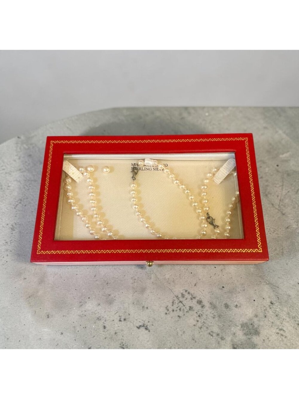 Madison Studio Pearl Necklace Bracelet & Earring Set Sterling Silver Clasp